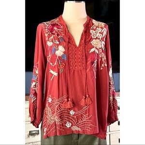 Johnny Was Freja Whimsical Embroidered Blouse S
